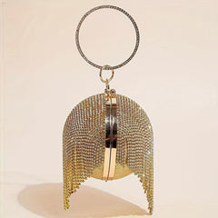 Rhinestone Round Evening Clutch Glitter Handbag For Wedding Party