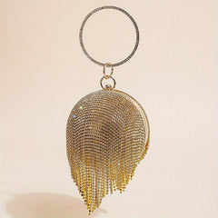 Rhinestone Round Evening Clutch Glitter Handbag For Wedding Party