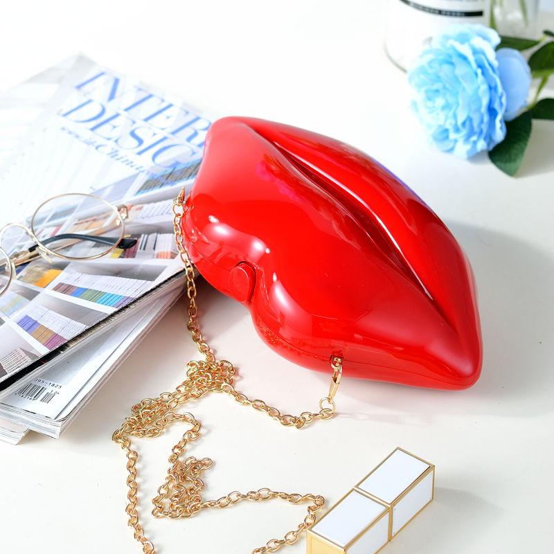 Acrylic Lips Evening Bag Chain Shoulder Party Bag