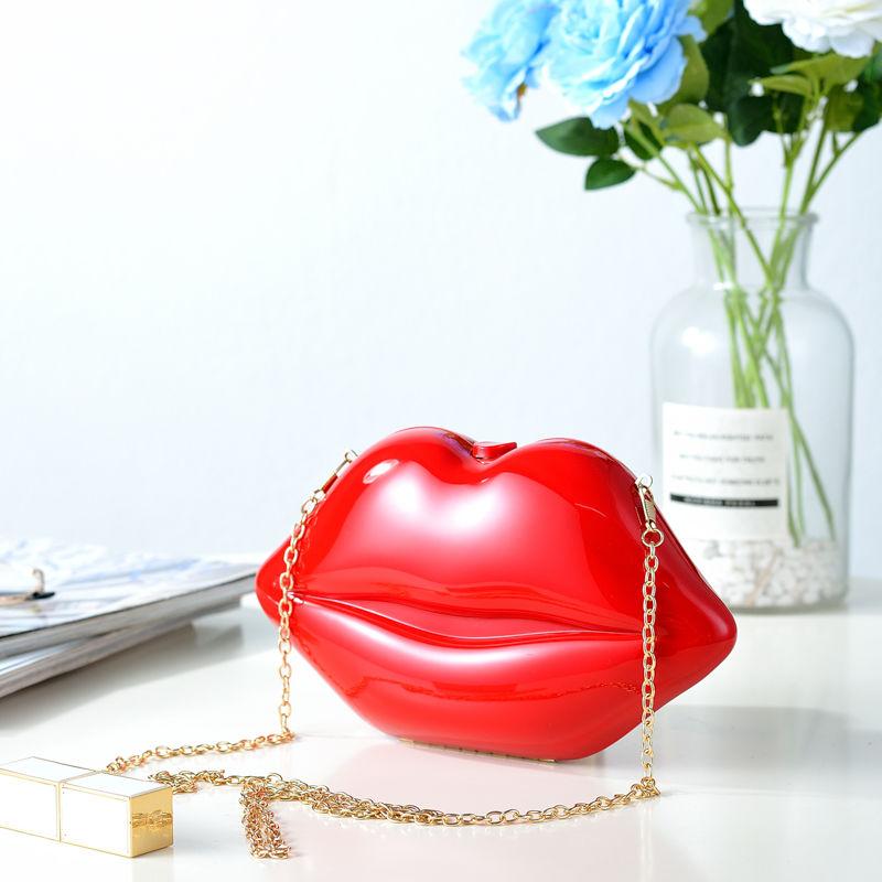 Acrylic Lips Evening Bag Chain Shoulder Party Bag