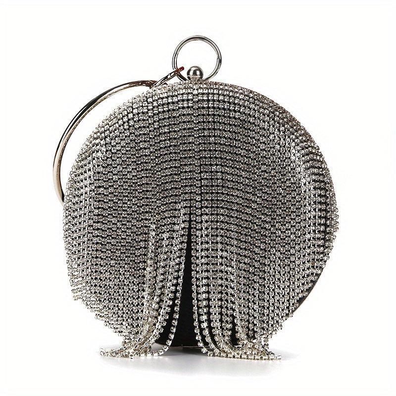 Rhinestone Round Evening Bag Glitter Dinner Clutch Purse for Wedding Party