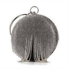 Rhinestone Round Evening Bag Glitter Dinner Clutch Purse for Wedding Party