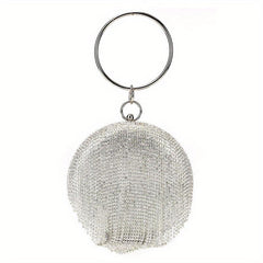 Rhinestone Round Evening Bag Glitter Dinner Clutch Purse for Wedding Party