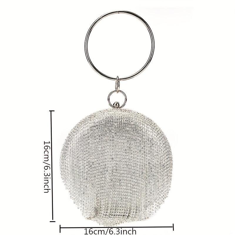 Rhinestone Round Evening Bag Glitter Dinner Clutch Purse for Wedding Party