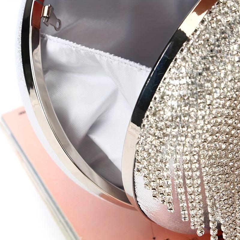 Rhinestone Round Evening Bag Glitter Dinner Clutch Purse for Wedding Party