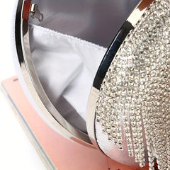 Rhinestone Round Evening Bag Glitter Dinner Clutch Purse for Wedding Party