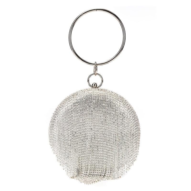 Rhinestone Round Evening Bag Glitter Dinner Clutch Purse for Wedding Party