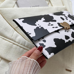 Cow Pattern Clutch Purse Envelope Bag Women's Casual Handbag