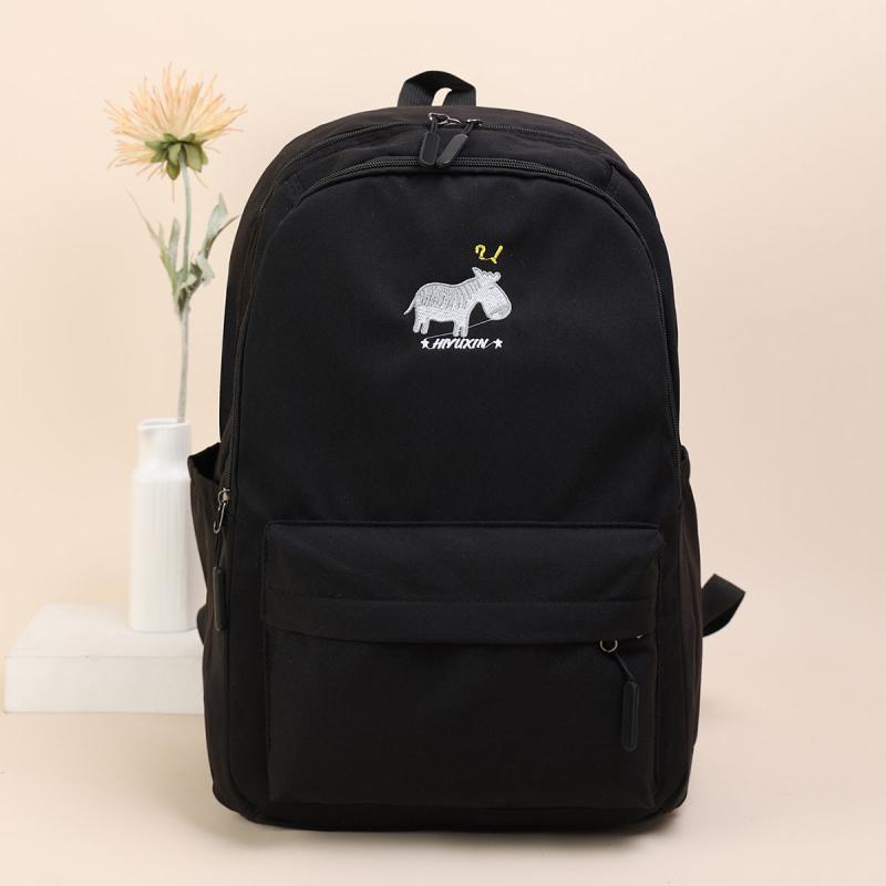 Embroidered Pony Pattern Backpack Thickened Large Capacity Student Backpack