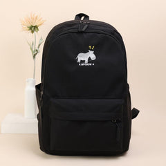 Embroidered Pony Pattern Backpack Thickened Large Capacity Student Backpack