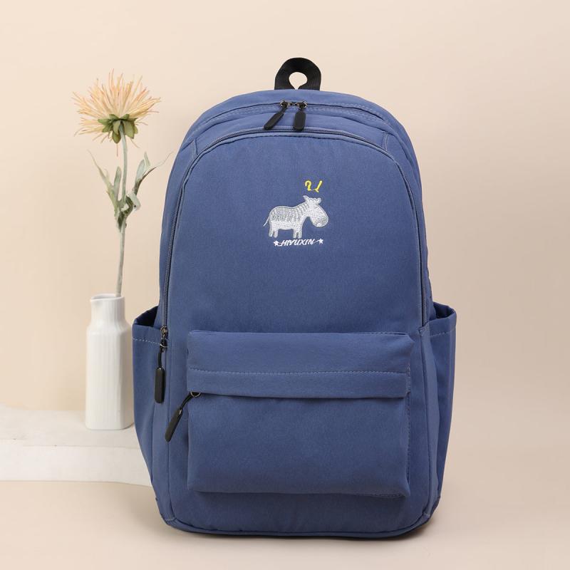 Embroidered Pony Pattern Backpack Thickened Large Capacity Student Backpack