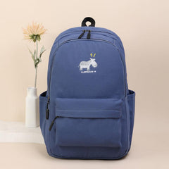 Embroidered Pony Pattern Backpack Thickened Large Capacity Student Backpack