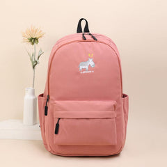 Embroidered Pony Pattern Backpack Thickened Large Capacity Student Backpack