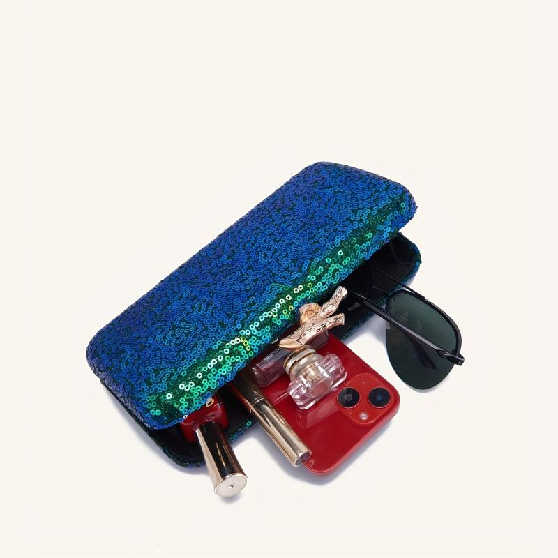 Sequin Glitter Metal Chain Handbag Elegant Cloth Frame Purse