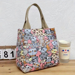 Anime Cat Pattern Tote Bag Canvas Handbag