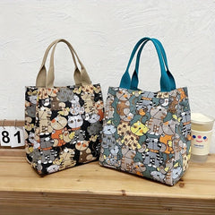 Anime Cat Pattern Tote Bag Canvas Handbag