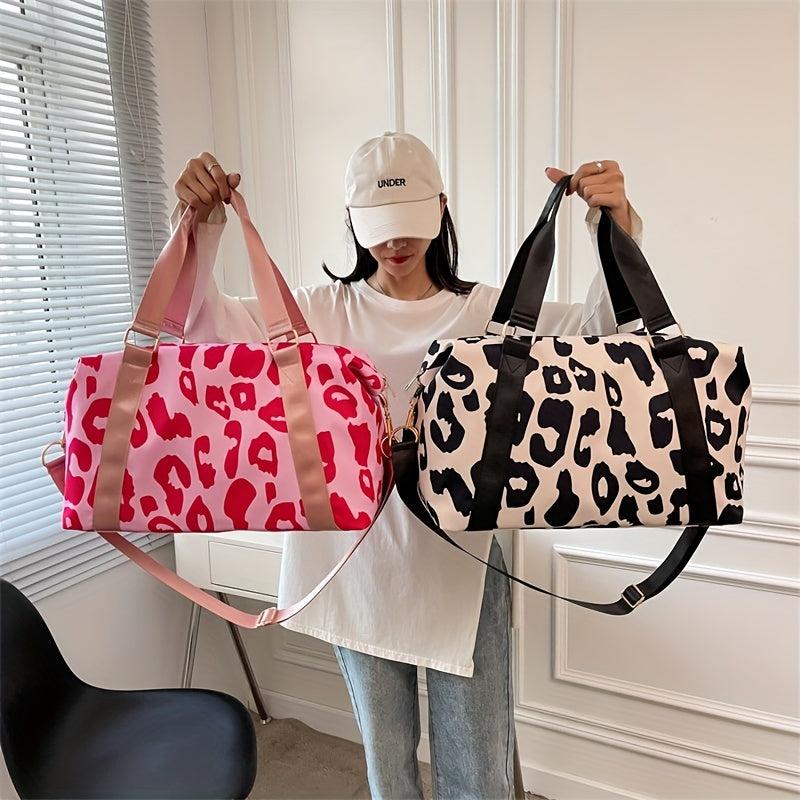 Leopard Pattern Duffle Bag Large Capacity Portable Travel Storage Bag