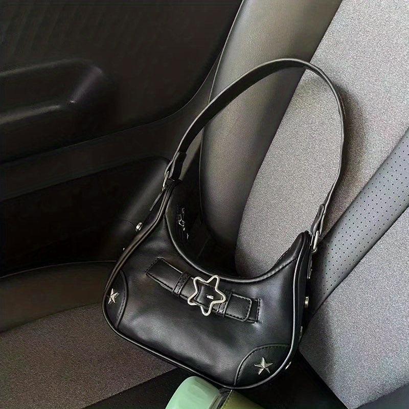 Y2K Denim Underarm Bag Star & Studded Decor Handbags