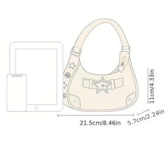Y2K Denim Underarm Bag Star & Studded Decor Handbags