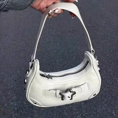 Y2K Denim Underarm Bag Star & Studded Decor Handbags