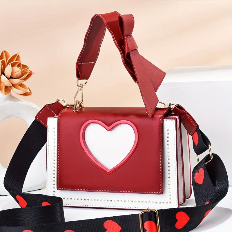 Heart Pattern Crossbody Bag with Ruched Handle