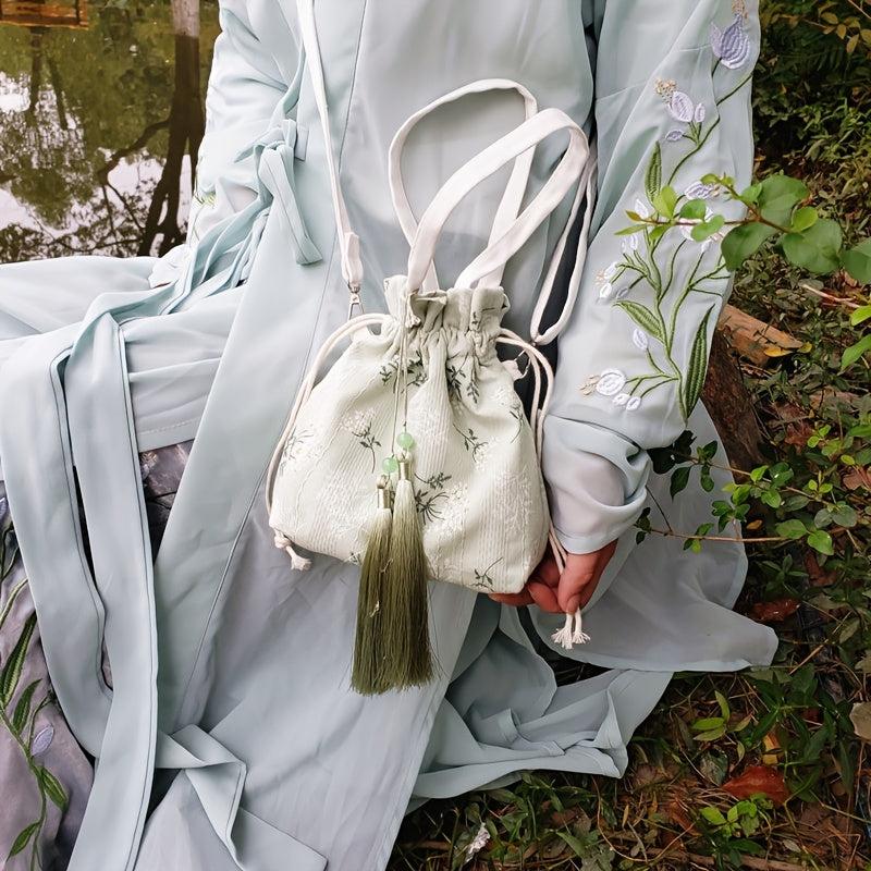 Drawstring Crossbody Bag with Tassel Decor