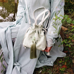 Drawstring Crossbody Bag with Tassel Decor