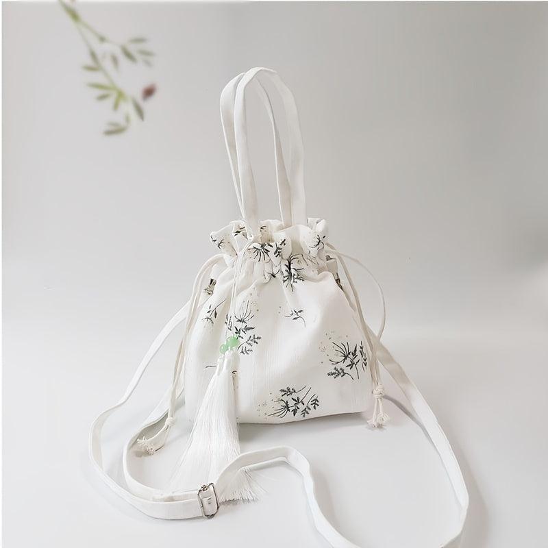 Drawstring Crossbody Bag with Tassel Decor
