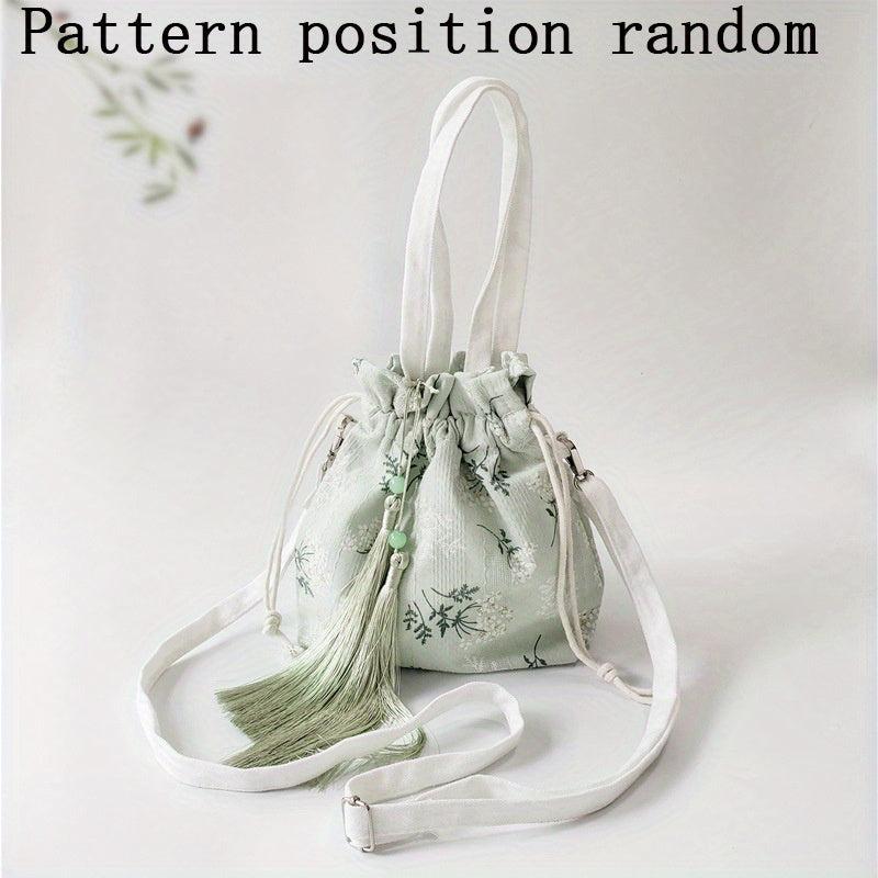 Drawstring Crossbody Bag with Tassel Decor