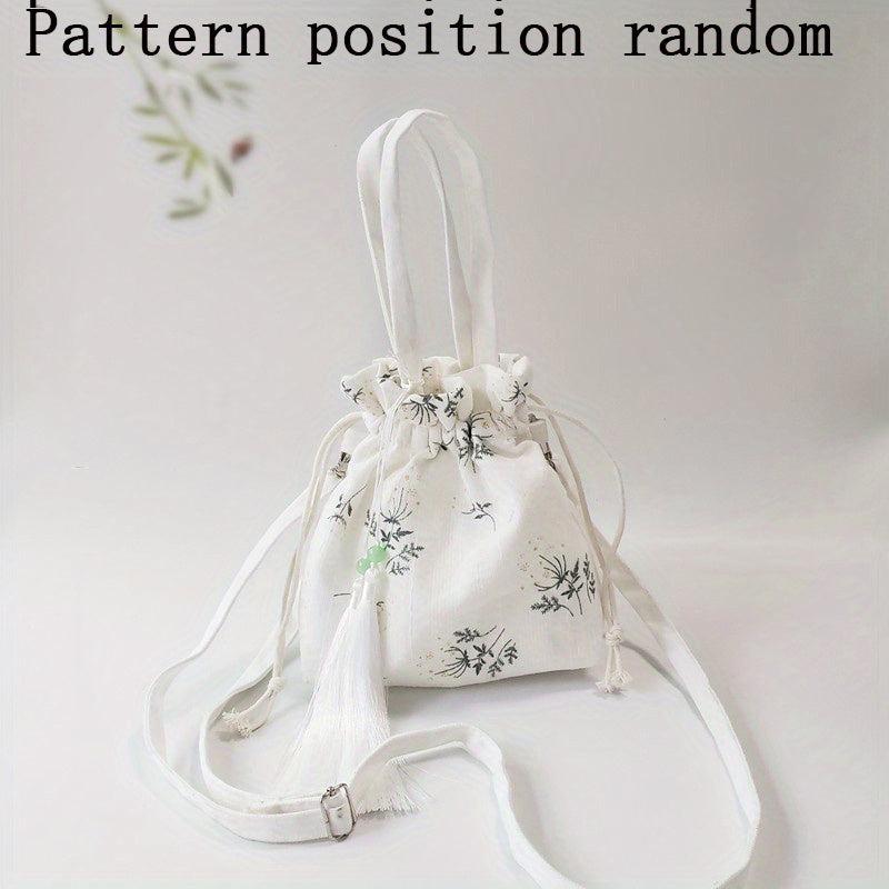 Drawstring Crossbody Bag with Tassel Decor