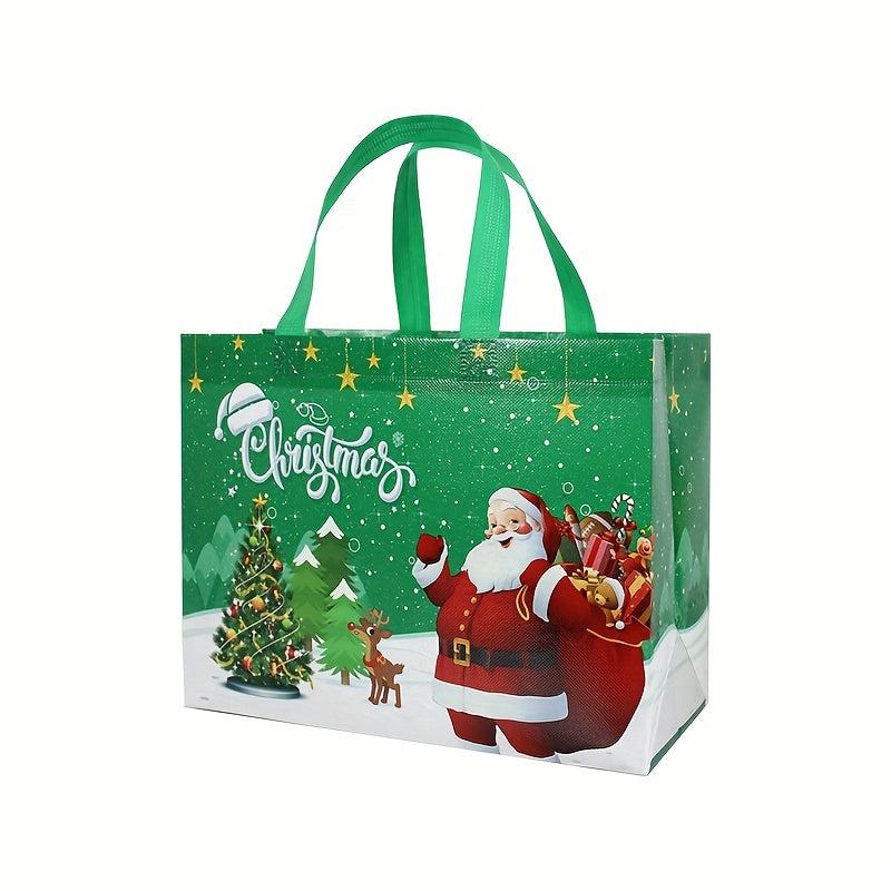 Christmas Gift Bag Santa Claus Snowman Printed Tote Bag