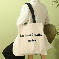 Letter Graphic Canvas Tote Bag Large Capacity Shoulder Bag