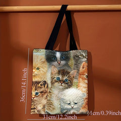 Cats Painting Canvas Tote Bag Large Capacity Shoulder Bag For Travel & Work