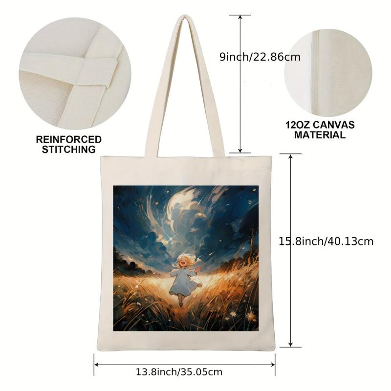 Little Girl Pattern Canvas Bag Large Capacity Anime Shoulder Bag