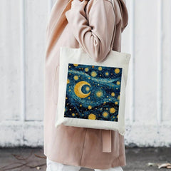 Starry Sky Painting Canvas Bag Lightweight Shopping Handbag