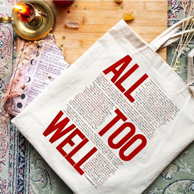 All Too Well Pattern Tote Bag Music Concert Essential