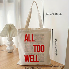 All Too Well Pattern Tote Bag Music Concert Essential