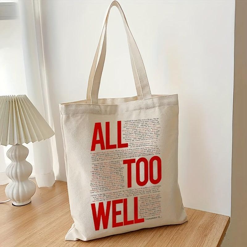All Too Well Pattern Tote Bag Music Concert Essential
