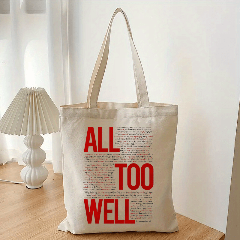 All Too Well Pattern Tote Bag Music Concert Essential