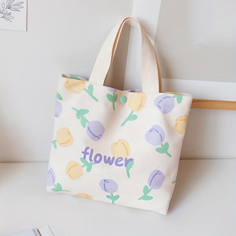 Cartoon Print Satchel Storage Bag Lightweight Handbag Tote Bag
