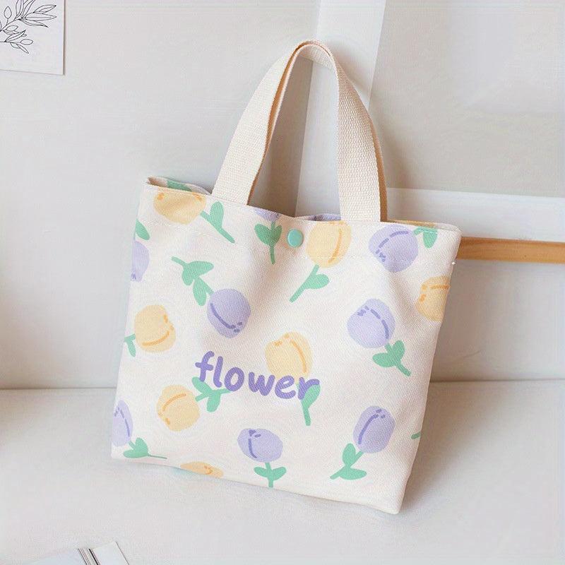 Cartoon Print Satchel Storage Bag Lightweight Handbag Tote Bag