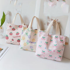 Cartoon Print Satchel Storage Bag Lightweight Handbag Tote Bag