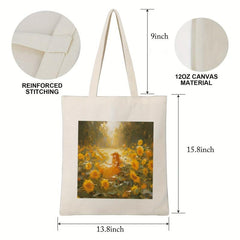 Sunflower Pattern Canvas Bag Large Capacity Shoulder Bag
