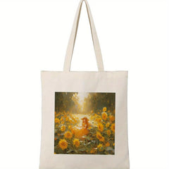 Sunflower Pattern Canvas Bag Large Capacity Shoulder Bag