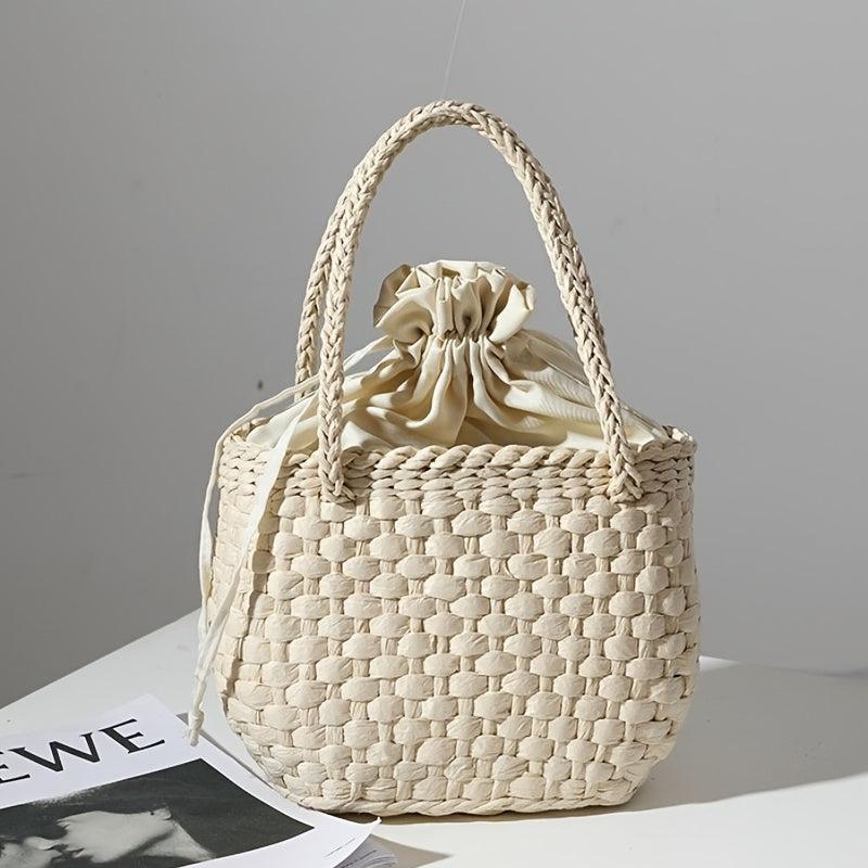 Minimalist Stra Satchel Bag Woven Drawstring Insert Pouch Travel