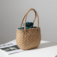 Minimalist Stra Satchel Bag Woven Drawstring Insert Pouch Travel