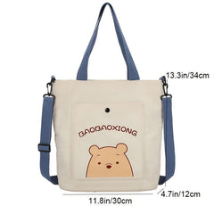 Cartoon Pattern Canvas Bag Fashionable Shoulder Bag Handbag With Strap