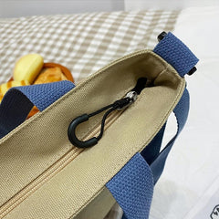 Cartoon Pattern Canvas Bag Fashionable Shoulder Bag Handbag With Strap