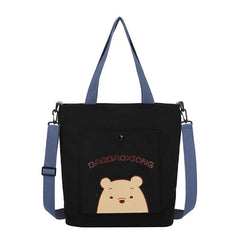 Cartoon Pattern Canvas Bag Fashionable Shoulder Bag Handbag With Strap