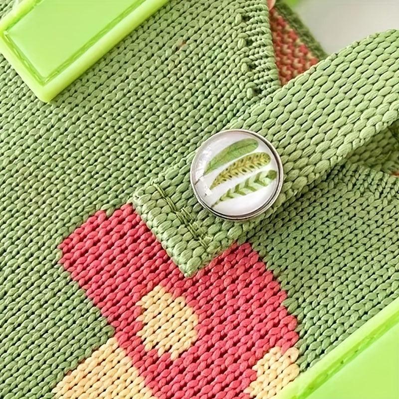 Mushroom Graphic Crochet Mini Colorblock Knitted Handbag